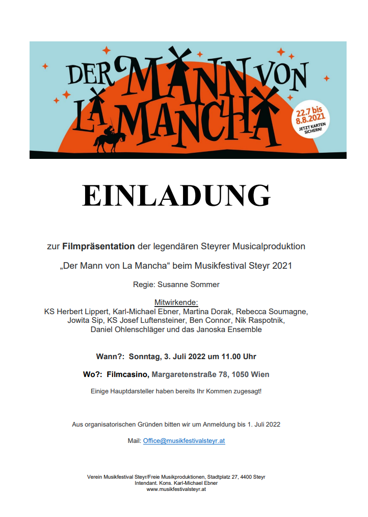  Filmproduktion des Musicals „Der Mann von La Mancha“